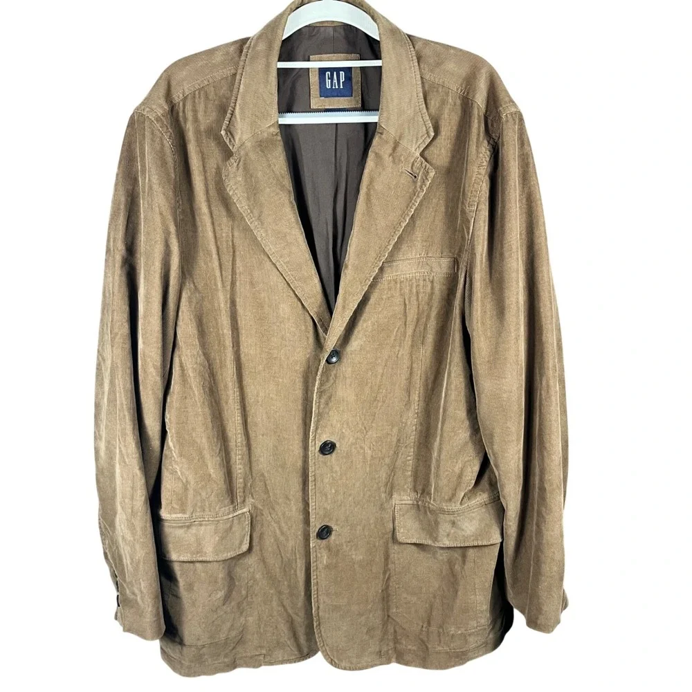 Gap Corduroy Blazer Men Large Brown 3-Button Cotton Sport Coat Classic Fit